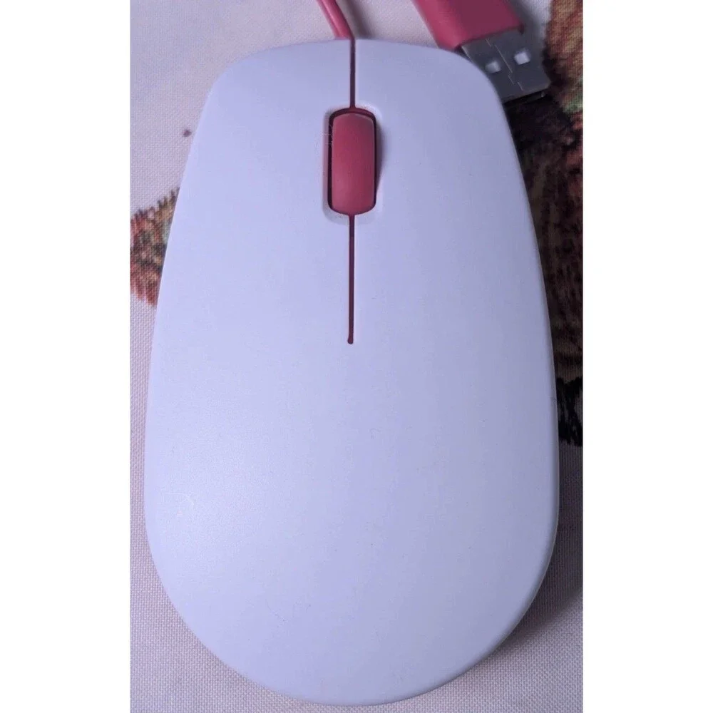 Raspberry Pi Official Wired Optical USB Mouse Red White RPI-MOUSE Desktop Laptop